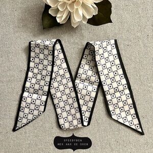 3/$20 Handbag Twilly Skinny Scarf Black and White Floral